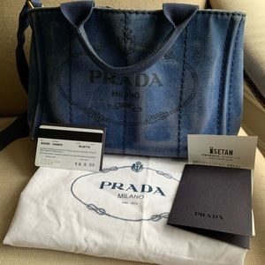 Prada small Canapa crossbody full set
